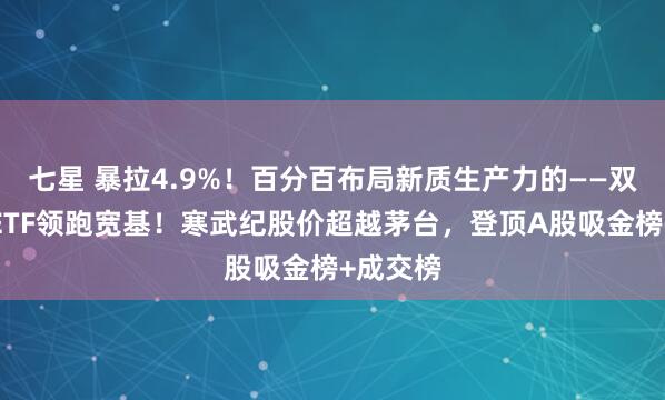 七星 暴拉4.9%！百分百布局新质生产力的——双创龙头ETF领跑宽基！寒武纪股价超越茅台，登顶A股吸金榜+成交榜