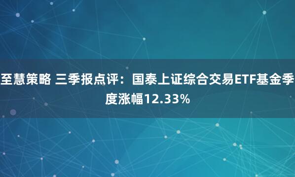 至慧策略 三季报点评：国泰上证综合交易ETF基金季度涨幅12.33%